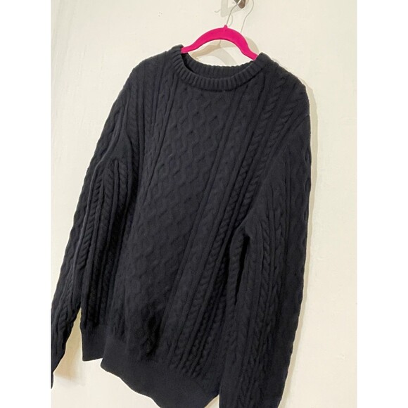 St. Johns Bay Cable Knit Sweater Cotton Long Sleeve Navy M - Picture 2 of 5